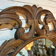 Harrison Gil Carved Wood Oval Mirror, Hangs Vertical or Horizontal