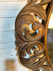 Harrison Gil Carved Wood Oval Mirror, Hangs Vertical or Horizontal