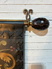 Leather Wall Hanging, Hand Painted with Metal Hardware, Sku: 032523