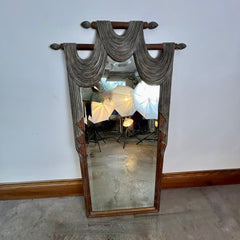 Harrison Gil Carved Wood Mirror with Swag, Jabot Detail