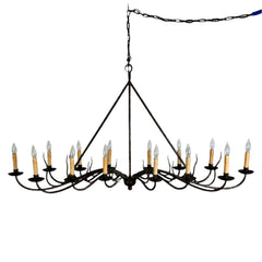 International Ironware Chandelier, Oblong with 14 Lights, Hand Forged