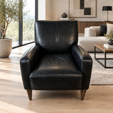 American Leather Brand Arm Chair, Top Grain Leather, Black
