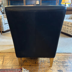 American Leather Brand Arm Chair, Top Grain Leather, Black