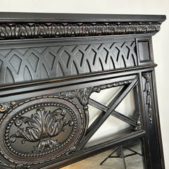 Powell Mirror, Black with Intricate Design, Vertical, Rectangle