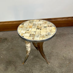 Accent Table, Steer Horn Legs and Mosaic Top, Round