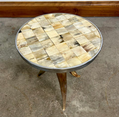 Accent Table, Steer Horn Legs and Mosaic Top, Round