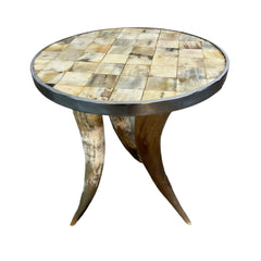 Accent Table, Steer Horn Legs and Mosaic Top, Round