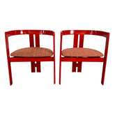 Pair of Pigreco Wood Chairs, Stendig, Italian, Red, Vintage, sku: 032564
