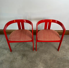 Pair of Pigreco Wood Chairs, Stendig, Italian, Red, Vintage, sku: 032564