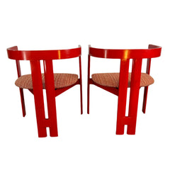 Pair of Pigreco Wood Chairs, Stendig, Italian, Red, Vintage, sku: 032564