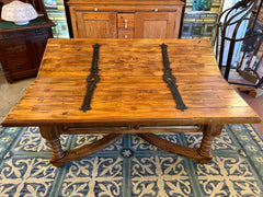 Coffee Table, Rustic, Large Iron Hinges, Double Storage Compartments