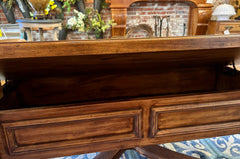 Coffee Table, Rustic, Large Iron Hinges, Double Storage Compartments