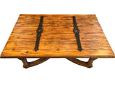 Coffee Table, Rustic, Large Iron Hinges, Double Storage Compartments