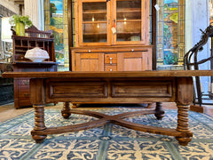 Coffee Table, Rustic, Large Iron Hinges, Double Storage Compartments