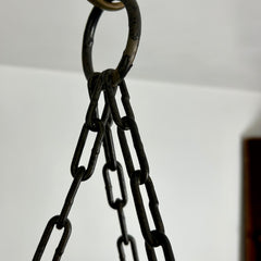 Hand Wrought Iron Pot Rack, Round, Six Hooks, Pewter Finish