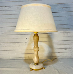 Vintage Alabaster Table Lamp, Claw Feet, Petite