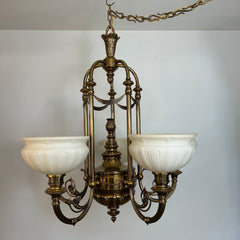 Kichler Brass Chandelier with Five Opaque Globes, Ornate, sku: 032584