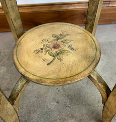 Round Side Table, Handpainted with Stone Veneer Top