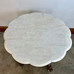 Antique Scalloped White Marble Top Parlor Table, Eastlake Style