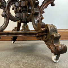 Antique Scalloped White Marble Top Parlor Table, Eastlake Style