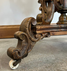 Antique Scalloped White Marble Top Parlor Table, Eastlake Style