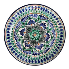 Ceramic Hand Painted Dish, Blue, Green, Black, Rust