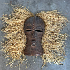 African Kifwebe Mask with Raffia Hair