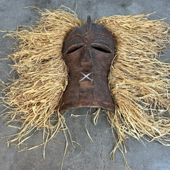 African Kifwebe Mask with Raffia Hair