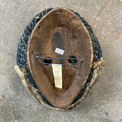 African Mask, Ivory Coast Wood, Linen, Shells, Primitive