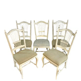 Thomasville Dining Chairs with Spindle Back, Upholstered Seats, Set of Five