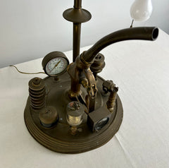 Brass Table Lamp, Industrial Style, Vintage