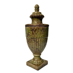 Lidded Urn, Pottery, Olive Green