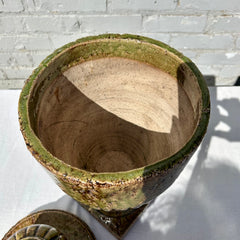 Lidded Urn, Pottery, Olive Green