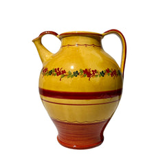Wine Jug, Pottery, Made in Provence, France, Yellow, Red, Large