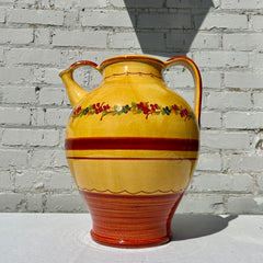 Wine Jug, Pottery, Made in Provence, France, Yellow, Red, Large