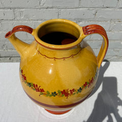 Wine Jug, Pottery, Made in Provence, France, Yellow, Red, Large