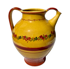 Wine Jug, Pottery, Made in Provence, France, Yellow, Red, Large