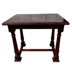 Southcone Carved Wood & Leather inset top End Table, Dark Finish