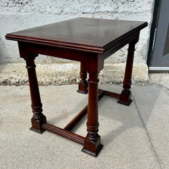Southcone Carved Wood & Leather inset top End Table, Dark Finish