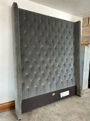 Restoration Hardware Queen Grey Velvet Tufted Headboard