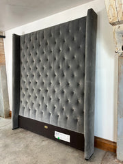 Restoration Hardware Queen Grey Velvet Tufted Headboard