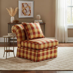 Huntington House Slipper Chair, Upholstered Red & Gold Plaid, Rolled Back, sku: 032616