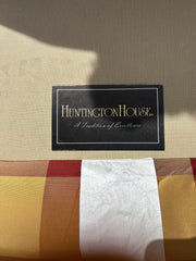 Huntington House Slipper Chair, Upholstered Red and Gold Buffalo Plaid, Rolled Back