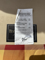 Huntington House Slipper Chair, Upholstered Red and Gold Buffalo Plaid, Rolled Back