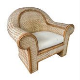 Rattan Accent Chair, Rolled Arms, Seat Cushion