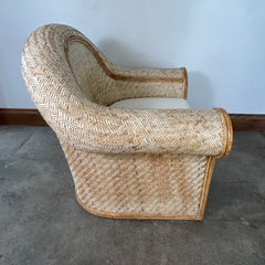 Rattan Accent Chair, Rolled Arms, Seat Cushion