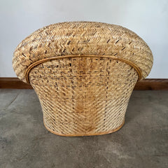 Rattan Accent Chair, Rolled Arms, Seat Cushion