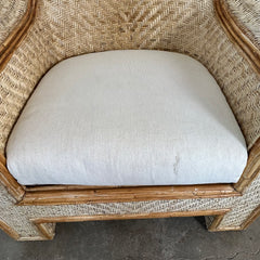Rattan Accent Chair, Rolled Arms, Seat Cushion