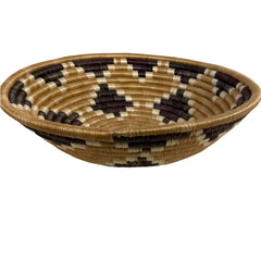 Med Beige woven bowl w/ dark brown and cream designs