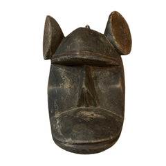 Primitive wall hanging Monkey mask, wood carved, round ears